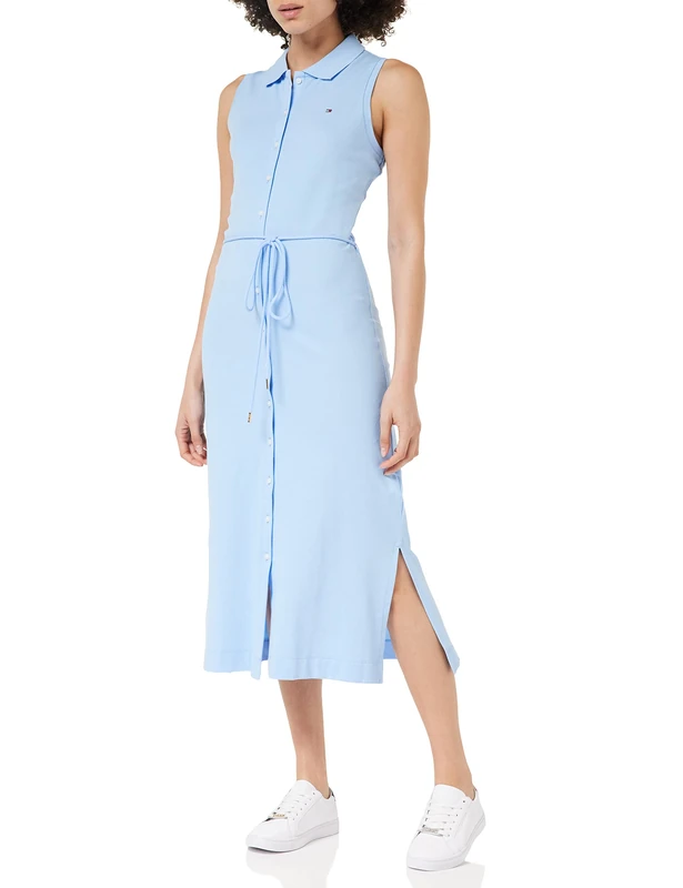 Tommy Hilfiger Women Polo Dress Slim Fit, Blue (Vessel Blue), L