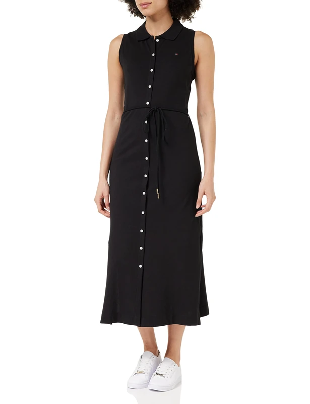 Tommy Hilfiger Women Polo Dress Slim Fit, Black (Black), XXS