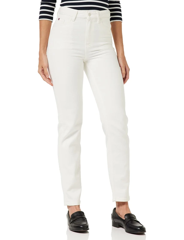 Tommy Hilfiger Women Classic Soft Clr Jeans High Waist, White (Ecru), 30W / 32L