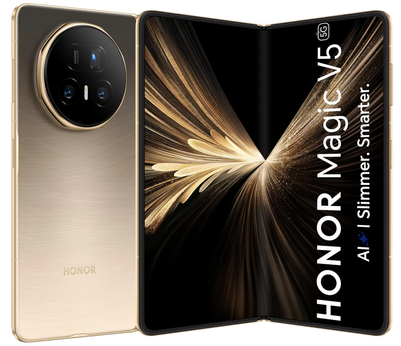 HONOR Magic V5 5G AI Foldable Phone, Sim Free, 8.8mm Folding Screen Smartphone, 5690mAh All-Day Battery, 16GB+512GB, Snapdragon® 8 Elite Mobile Platform, Eye Comfort Display, Dual SIM, Android 15,Gold