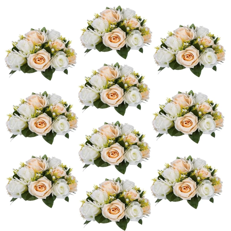 Sziqiqi Pack of 10 Fake Flower, Silk Rose Flowers, Suit for Wedding/Party Centerpiece Road Lead Flower Rack Decorations, 10 Pieces
