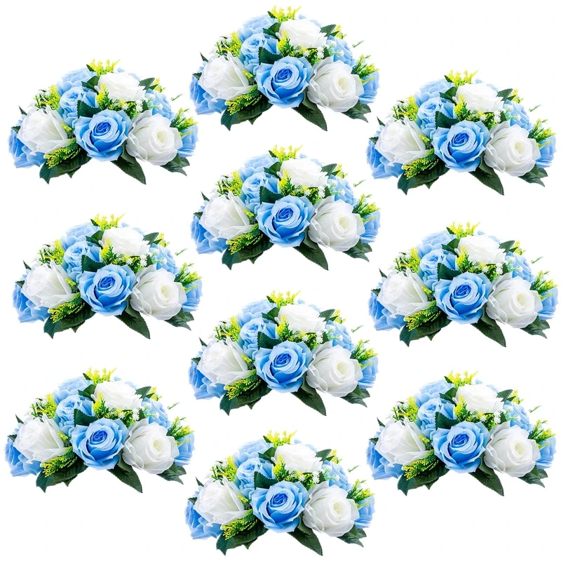 Sziqiqi Pack of 10 Fake Flowers, Silk Rose Flowers, Suit for Wedding/Party Centerpiece Road Lead Flower Rack Decorations, 10 Pieces