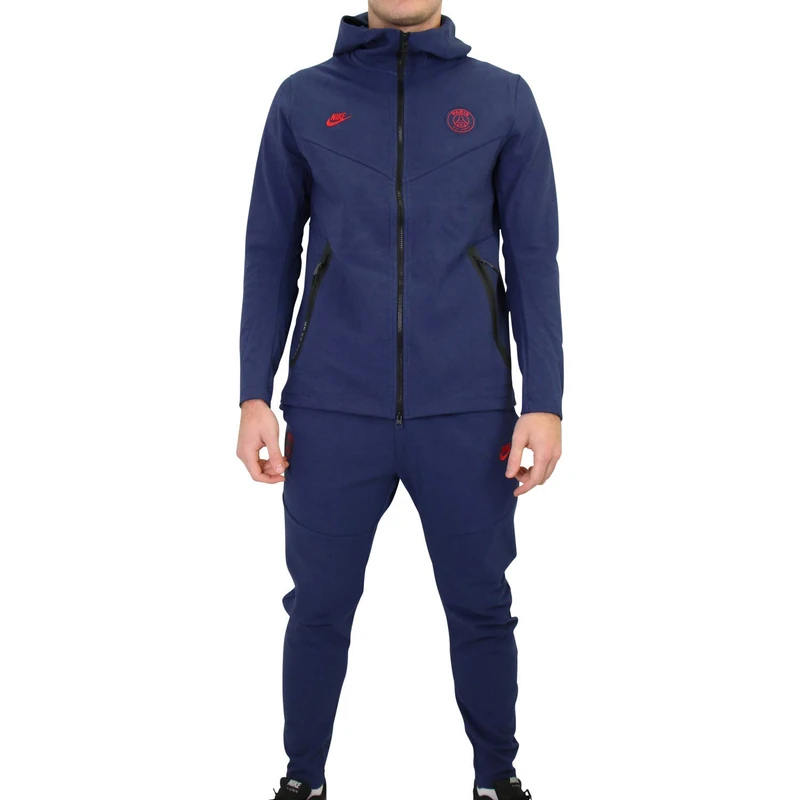 Nike Psg M Nsw Tch PCK Hoodie Fz cl Sweatshirt - Midnight Navy/University Red, X-Large
