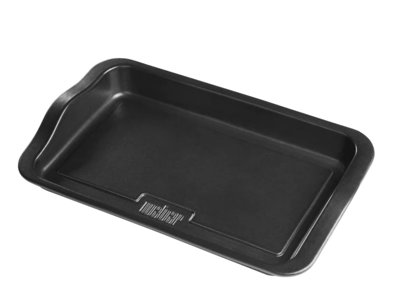 Weber Ceramic Grill Plate with High Edge (42 x 25cm), BBQ Grill Pan Made of Ceramic with Non-Stick Surface, Extremely Heat Resistant, Ideal for Side Dishes and More, Dishwasher Safe - Black (17885)