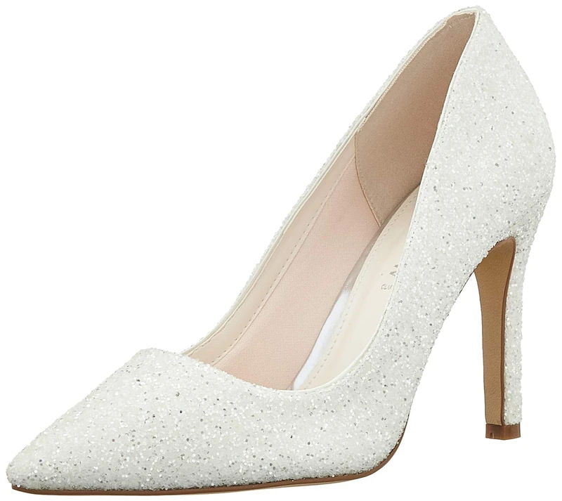 Rainbow Club Coco - Ivory Snow Glitter Bridal Court Shoes, 4