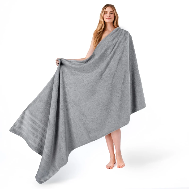 American Soft Linen Jumbo Large 100% Turkish Cotton 35 in 70 in, Bath Towel Sheets for Bathroom, Light Grey