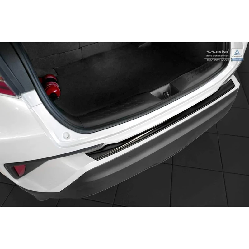 Avisa Black Stainless Steel Rear bumper protector compatible with Toyota C-HR 2016-2019 & Facelift 2019-2023