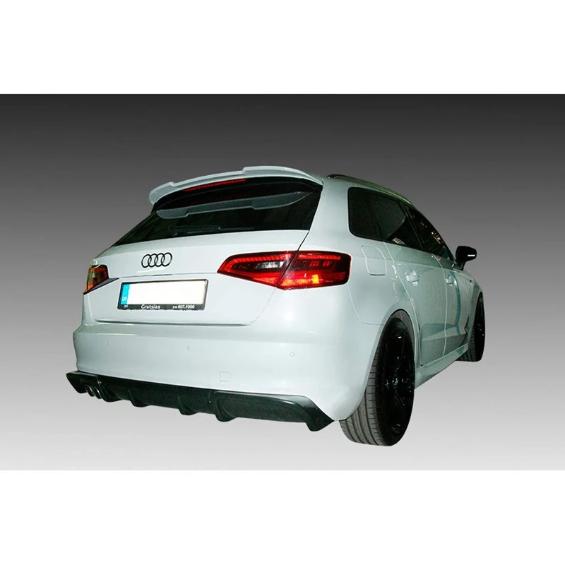 Motordrome Rear bumper skirt (Diffuser) compatible with Audi A3 8V Sportback 2012-2016 (Left exhaust recess) (ABS)
