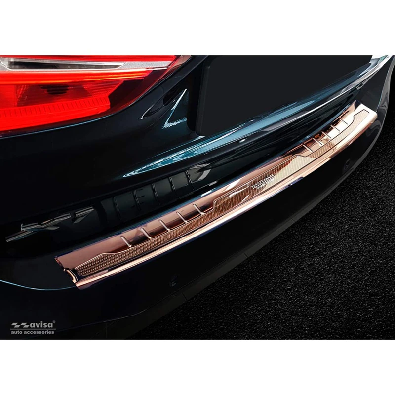 Avisa Stainless Steel Rear bumper protector 'Deluxe' compatible with BMW X1 F48 2015-2022 'Performance' Copper Mirror/Copper Carbon