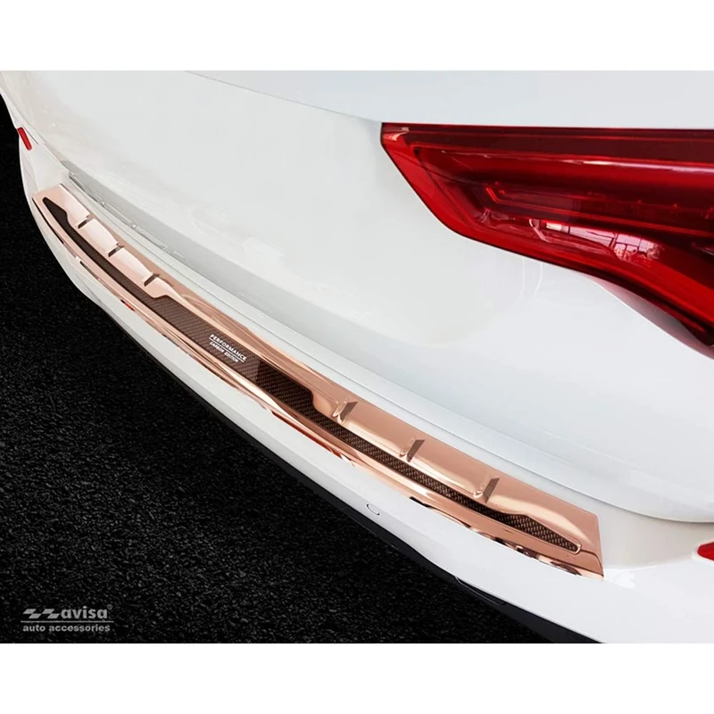Avisa Stainless Steel Rear bumper protector 'Deluxe' compatible with BMW X3 G01 M-Package 2017-2021 & FL 2021-2024 'Performance' Copper Mirror/Copper Carbon