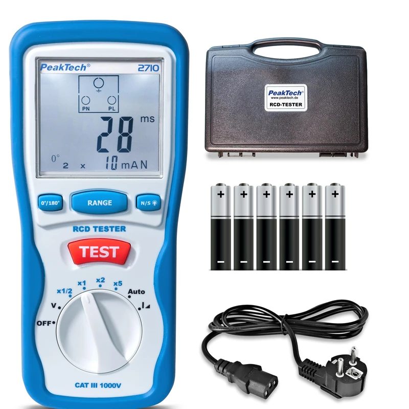 PeakTech P 2710 Digital RCD Tester - CAT III 600 V