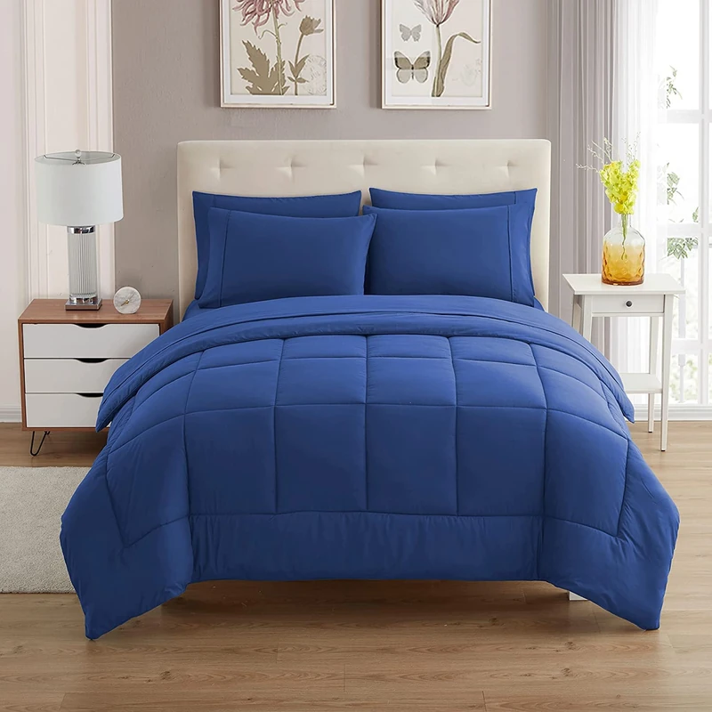 Sweet Home Collection Ultra Soft Down Alternative Set & Luxurious Bed Sheets, Polyester, Royal Blue, Twin