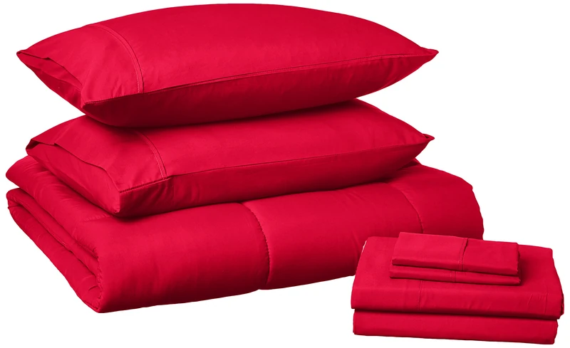 Sweet Home Collection Ultra Soft Down Alternative Set & Luxurious Bed Sheets, Polyester, Red, Full - Image 1