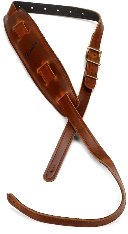 Fender® Mustang® Vintage Saddle Strap Leather Guitar Strap - Cognac