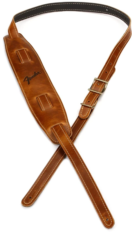 Fender® Mustang® Vintage Saddle Strap Leather Guitar Strap - Butterscotch