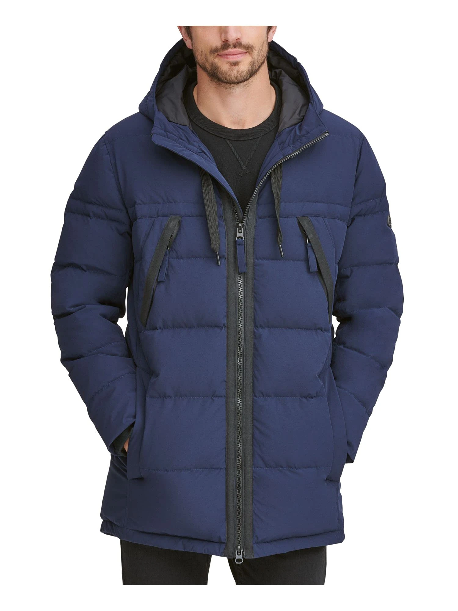 Andrew Marc Men's Holden Hooded Parka Jacket Down Coat, Ink, XXL