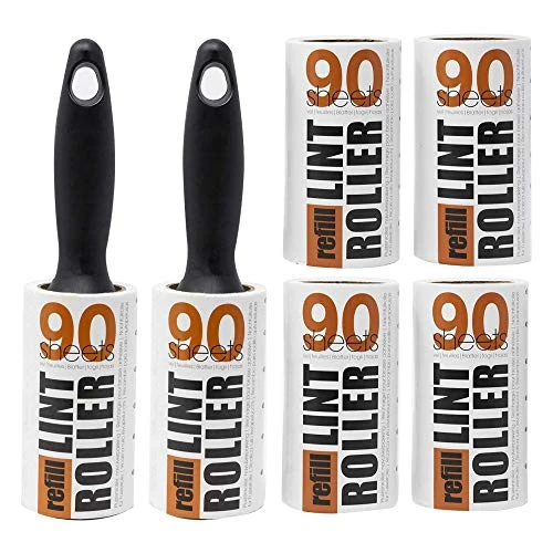 Redberry Value Lint Rollers - 2 Lint Rollers + 4 Replacements - 540 SHEETS IN TOTAL - 90 Sheets per Roll - Perfect for Pet Hair, Fluff, Dust - Can be Applied at any Fabric