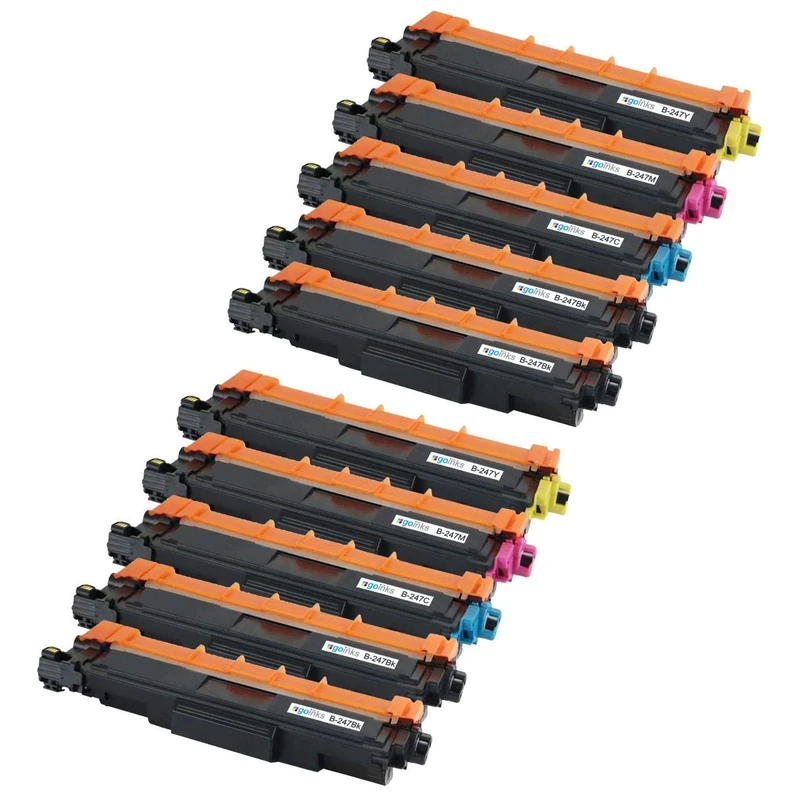 Go Inks Compatible TN247 Toner Cartridge Set + Extra Black - 10 Pack of replacements for Brother DCP-L8410CDW HL-L8260CDW HL-L8360CDW MFC-L8690CDW MFC-L8900CDW - Page Yield: 3000 (Bk) & 2300 (C/M/Y)