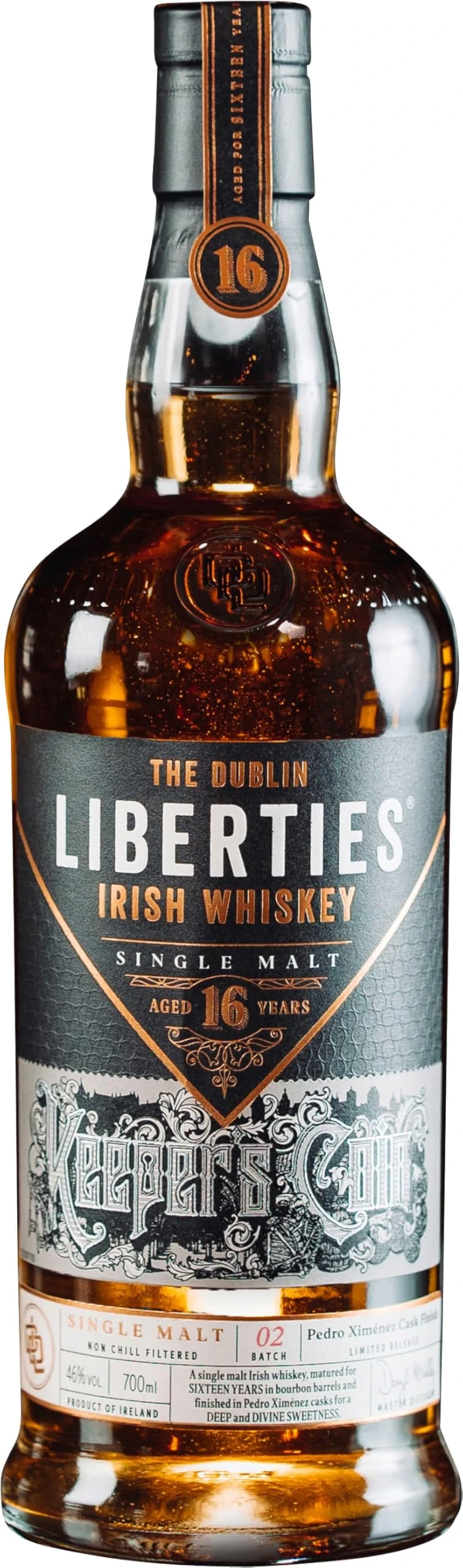 The Dublin Liberties 16 Year Old Single Malt Irish Whiskey - Keeper's Coin, 70 cl