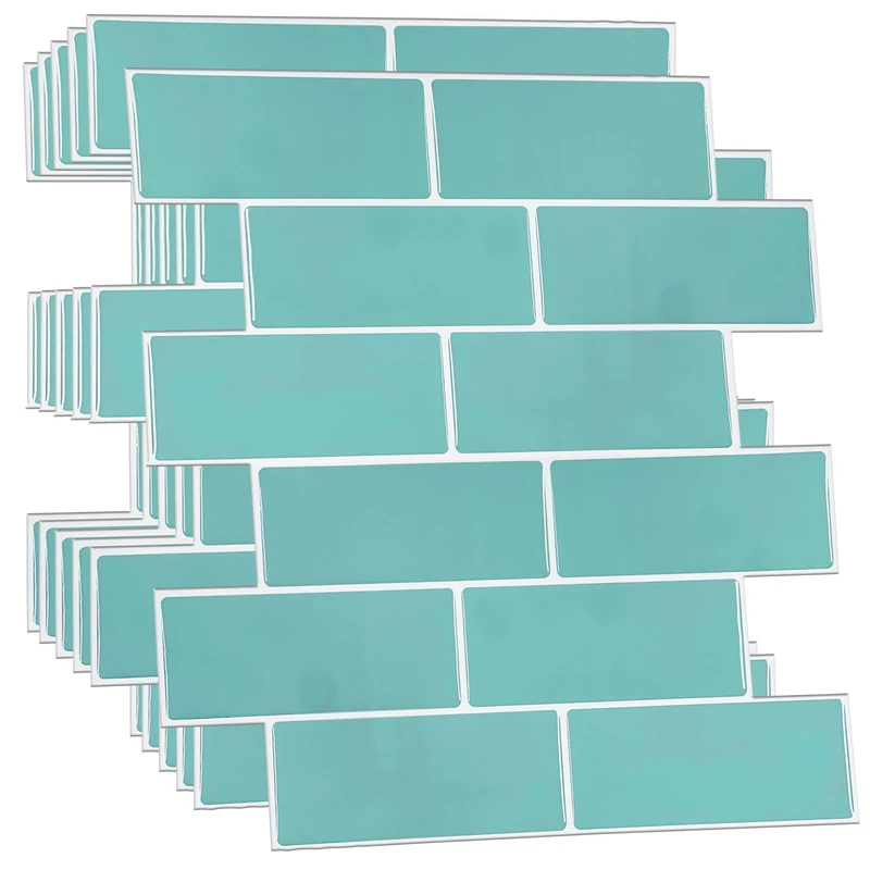 WALPLUS 3D Tile Stickers Peel and Stick Backsplash Splashback Decals Tile Transfer for Kitchen Bathroom Living Room Stick on Tile Waterproof Capri Sea 6 Sheets 30.5cm(12")