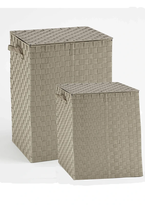 Garden Friend P1511024 Rectangular Polyester Fabric Laundry Basket Set 1/2 Taupe