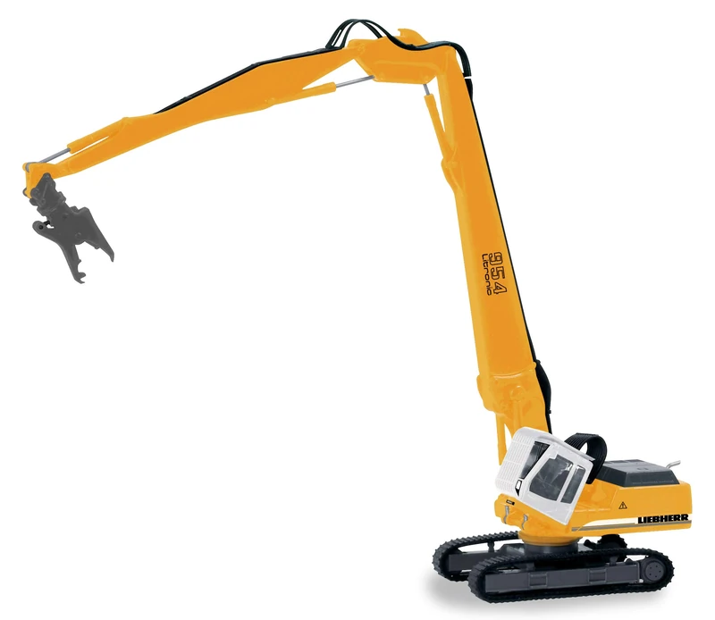 Herpa 152006-001 Raupenbagger mit Abbruchzange Liebherr Crawler 954, Litronic Longfront with Demolition Clamps, Excavator, Truck, Miniature Models, Collection, Plastic-Scale 1:87, Multicoloured