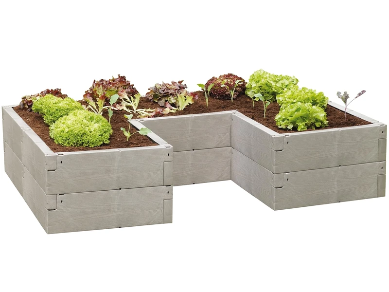JUWEL Timber Ergoline Raised Bed (Variable Construction, 100% Recyclable, Plastic Garden Bed 1650 l) 20829 Grey