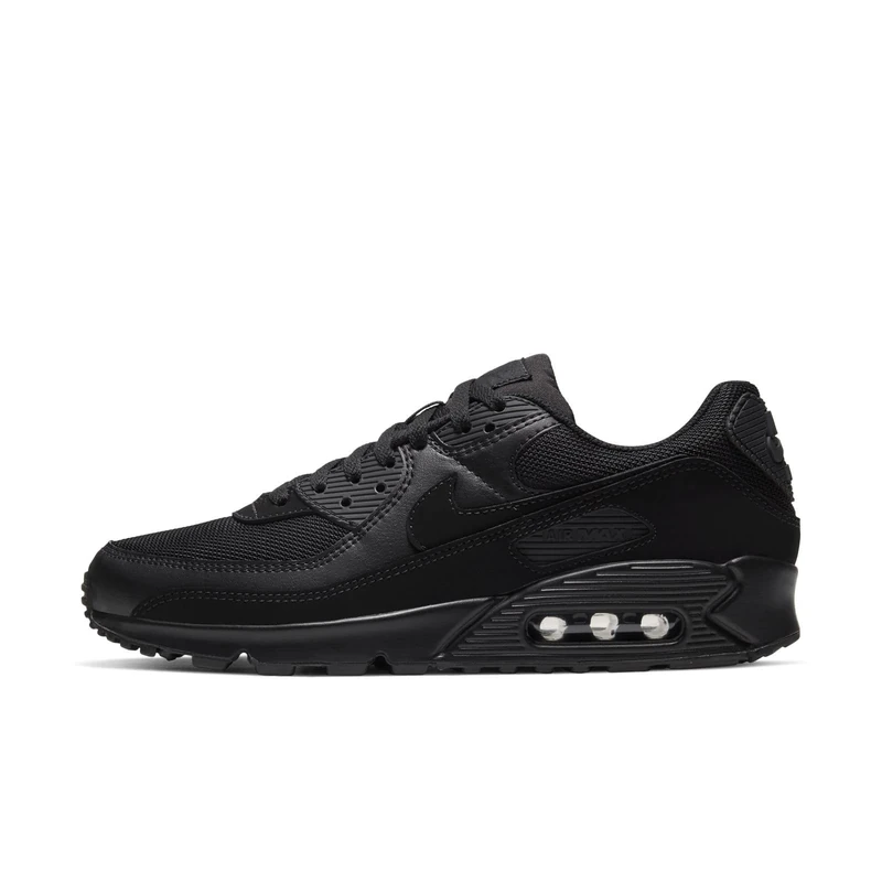NIKE Mens Air Max 90 Sneaker, Black Black Black White, 9 UK