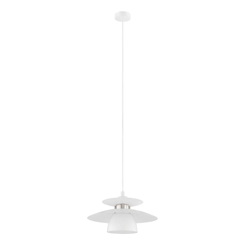 EGLO Brenda Pendant Light 1-Bulb Pendant Light Material: Steel Colour: Matt Nickel White Socket: E27 Diameter 32 cm