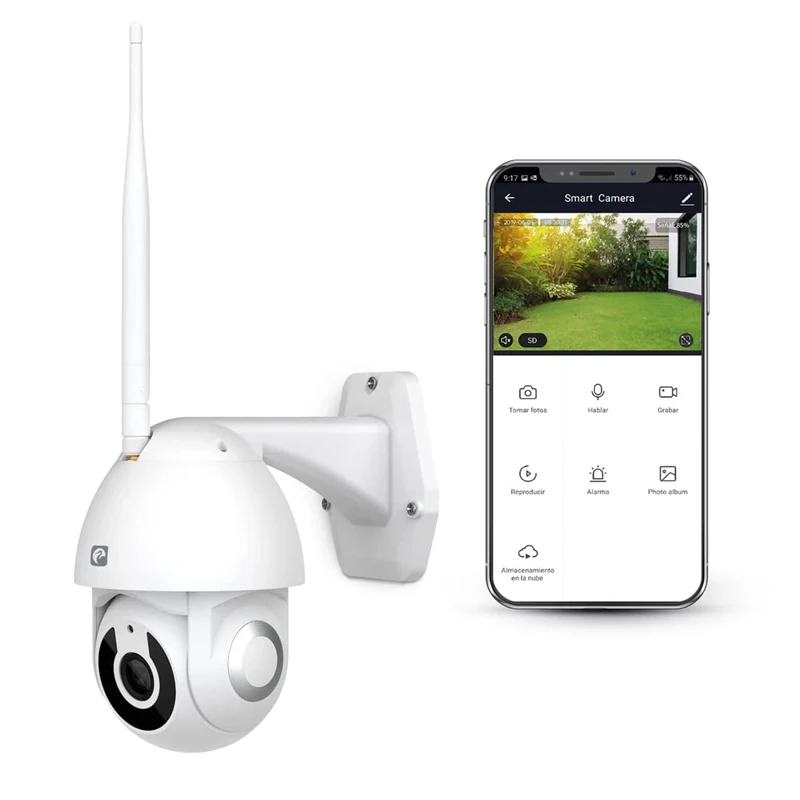 Garza Smart Outdoor Smart WiFi Surveillance Camera 360 Degrees, 1080P HD, IP65 Waterproof, Night Vision, Motion Detection, WiFi 2.4GHz