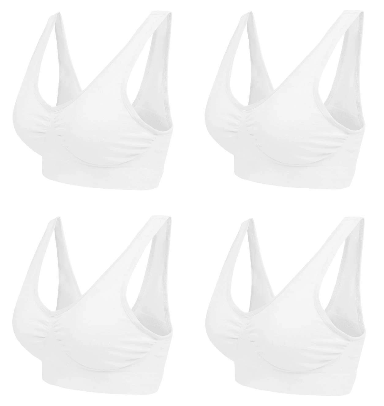 Boolavard New Seamless Sports Style Bra Crop Top Vest Comfort Stretch Bras Shapewear (XL, 4 x White)