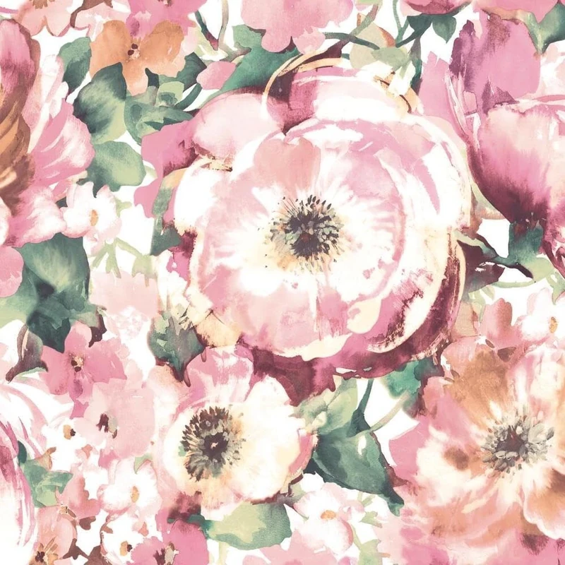 RoomMates RMK11431M Watercolor Pink Floral Peel and Stick Wallpaper Mural - 10 ft. x 6 ft.