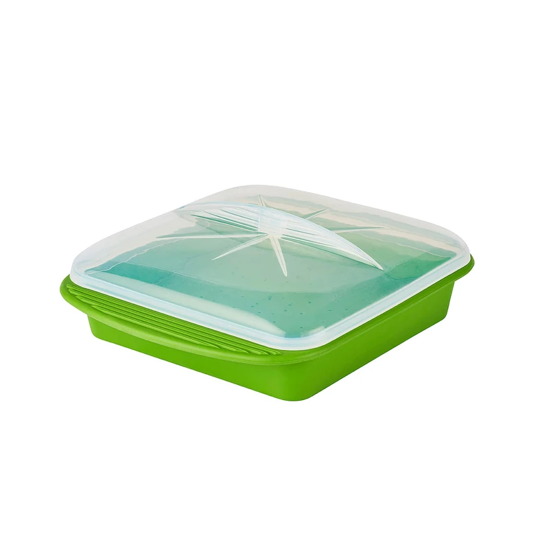 Mastrad F69288 XL Minute Crackers - Flexible & Non-Stick - Preserves Nutrients from Your Food - Healthy Cooking - Oven Safe & Microwave Safe - BPA Silicone - 2 Litre Capacity - Green