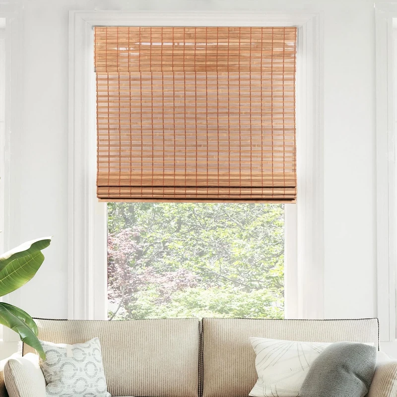 CHICOLOGY Bamboo Roman Shades - Customer Favorite Light Filtering Blinds for Windows, Premium Quality, Ideal for Home, Squirrel Brown, 29"W X 64"H