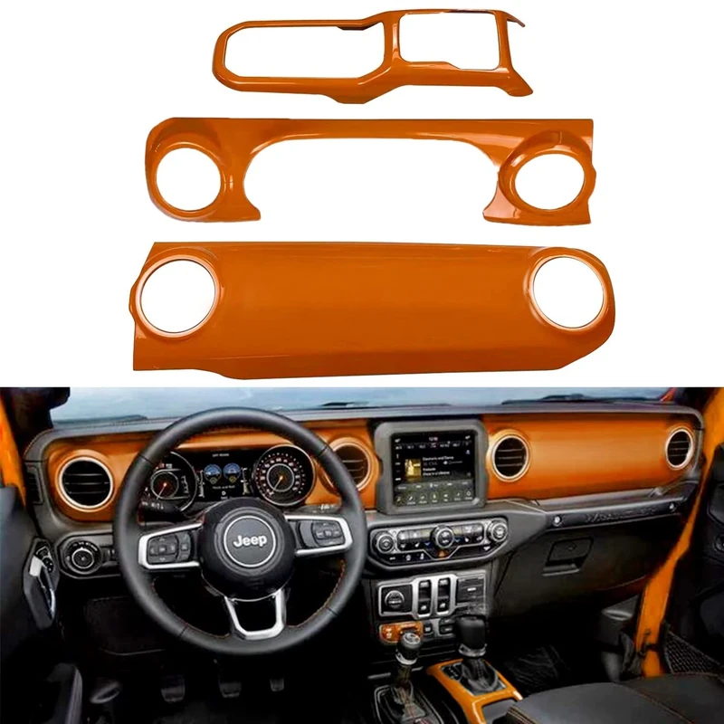 Bolaxin Chrome Orange ABS Interior Trim Cover for 2018 Up Jeep Wrangler JL (Orange)