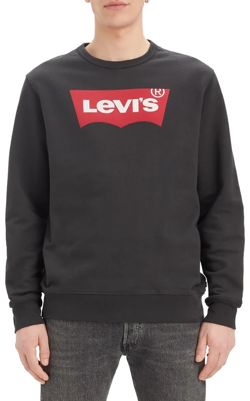 Levi's Men's Graphic Crewneck B Sweatshirt, Housemark Two Color Jet Black, S