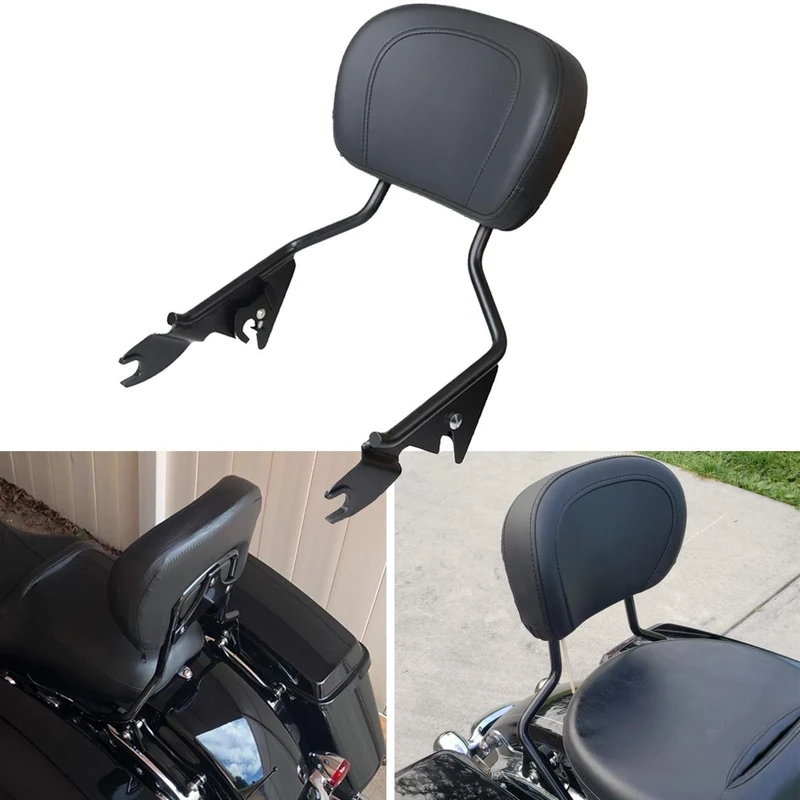 AUFER Detachable Upright Passenger Backrest Sissy Bar w/Pad Compatible With For Touring Road King Street Glide Electra Glide Road Glide FLHR FLHX FLHT FLTR 2009-2022（Black）