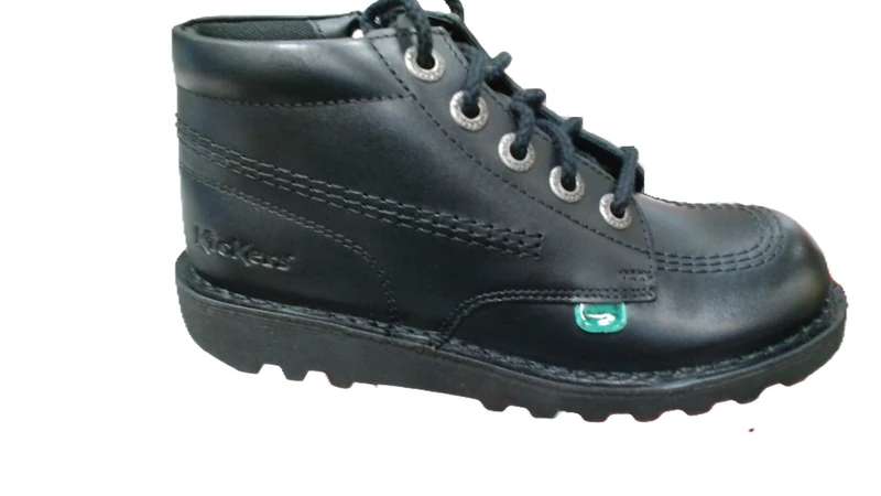 Kickers Kick Hi Zip Junior Black Leather Boots - UK 1