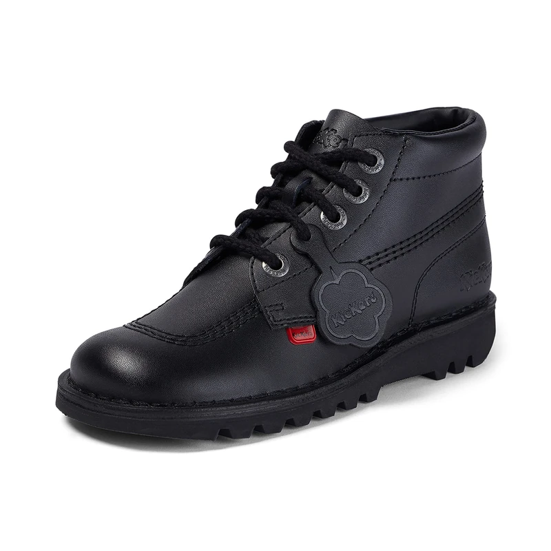 Kickers Kick Hi Zip Patent Infants Black Boots-UK 8 Infant/EU 25