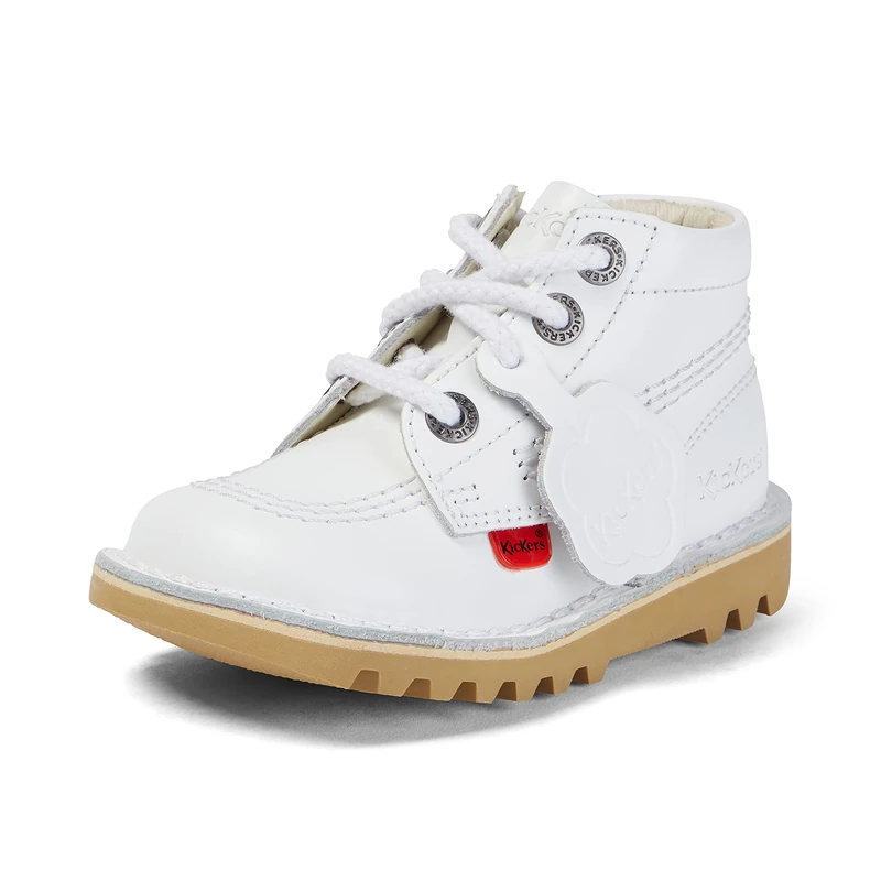 Kickers Kick Hi Classic Ankle Boots - White Leather - 7 UK