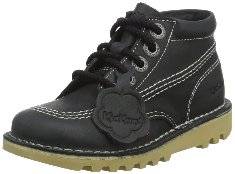 Kickers Kick Hi Zip Junior Black Leather Boots - UK 2.5