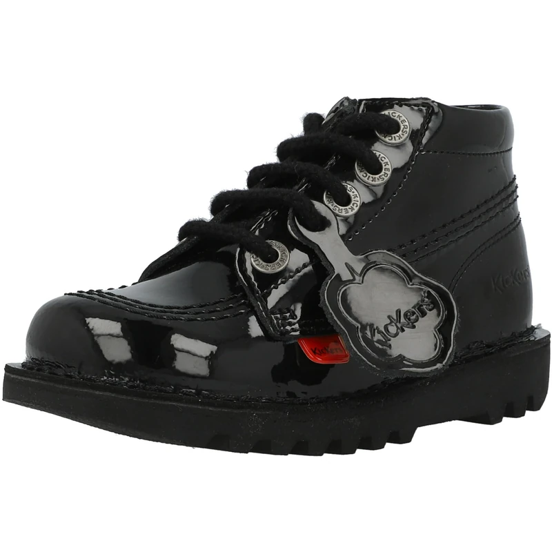 Kickers Kick Hi Zip Patent Black Junior Boots - UK 2.5