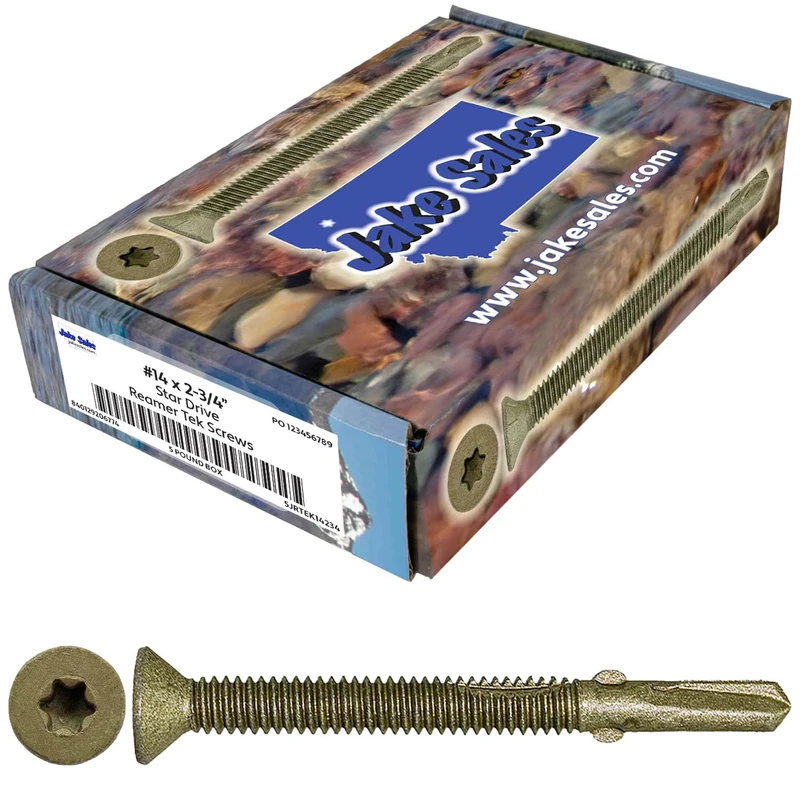 #14 x 2-3/4" Tek Torx/Star Head Self-Drilling Reamer for Wood on Metal - 2.3kg ~ 170 Tek Screws - Tek Screws for Flat Beds, Trailers or for Fixing Wood to Steel - Torx Screw Head T-30