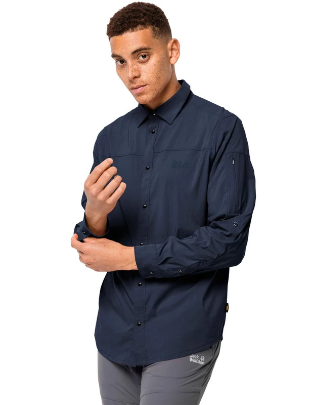 Jack Wolfskin Men's Kenovo Ls Shirt M Quick-Drying Outdoor Shirt Long Sleeve, mens, 1403191-1010002, night blue, S