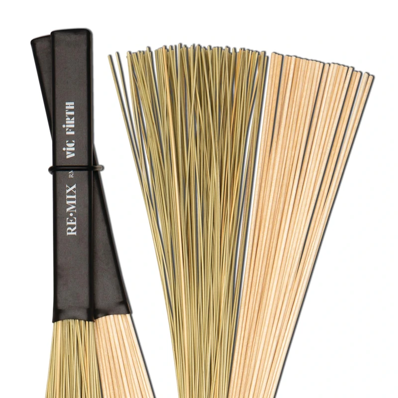 Vic FIrth - RE-MIX Brushes - 2-Pair Combo Pack - African Grass and Birch Dowels - Image 1