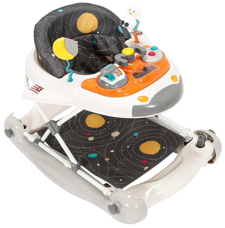 MyChild Space Shuttle 2 in 1 Walker Rocker, Cosmic Grey Activity Centre Baby Walker - Easy compact fold Frame for Storage - 6 Months + Anti Fall Blocks for Extra Safety and 3 Height Adjustment.