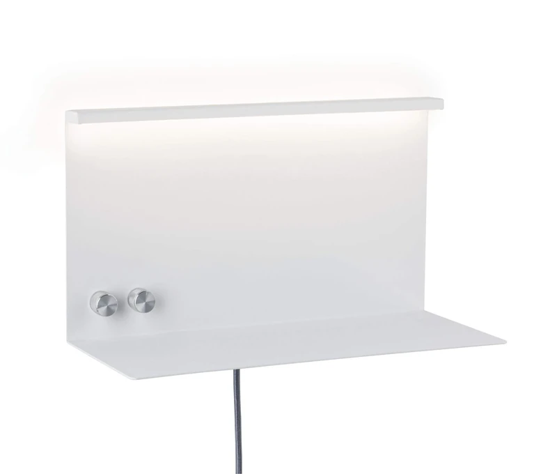 Paulmann 78919 Jarina LED Wall luminaire with Shelf incl. 1x4.5 / 1x1.6 watt dimmable Wall-Mounted Reading lamp White Metal Wall lamp 3000 K