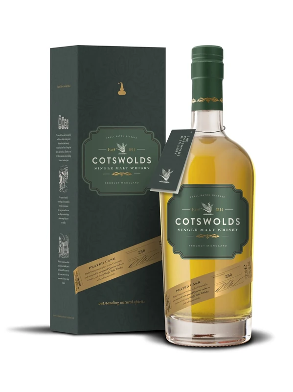 Cotswolds Peated Cask Single Malt Whisky with Gift Box | 70cl | 60.2% vol | Non-Chill Filtered | Subtle Hints of Peat Smoke | Enjoy Neat, or Shake it up in a Penicillin Cocktail