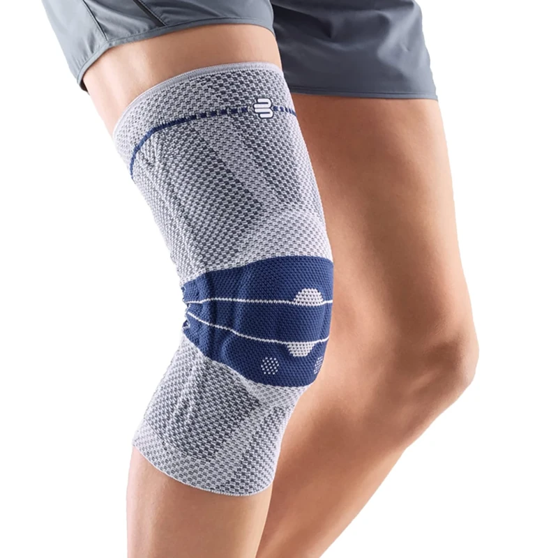 Bauerfeind Knee Brace GenuTrain Unisex for Relief, Stabilisation and Activation After Injury, Surgery or in Chronic Cases Such as Gonarthrosis (Joint Wear) or Arthritis, Knee Bandage, Titanium