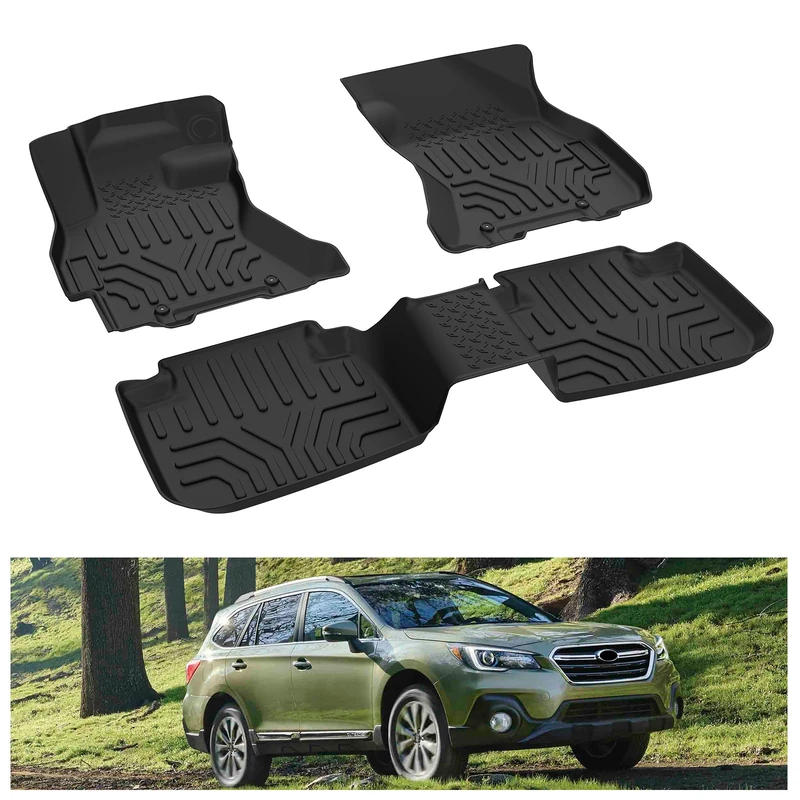 KIWI MASTER Floor Mats Compatible for 2015-2019 Subaru Outback/Legacy Accessories All Weather Mat Liners Front Rear 2 Row Seat TPE Slush Liner Black
